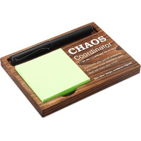 Chaos Coordinator Sticky Note Holder Wooden Notepad & Pen Holder 6.5" x 4.7" Sticky Note Pad Holder Dispenser for Desk Chaos Coordinator Definition Work Gifts, NPA184
