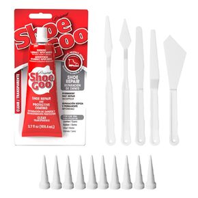 Shoe Goo Clear Shoe Repair Adhesive Bundle: Includes 10 Snip Tip Applicators and a Set of 5 Plastic Spreader Tools by 203Brands to Provide Optimal Spread on Any Given Angle or Surface