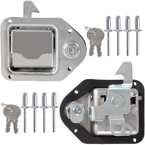 YESHMA 2Pcs Truck Tool Box Latch Toolbox Paddle Lock Replacement Handle Stainless Steel with Keys & Rivets for Truck Trailer UTV ATV Toolbox