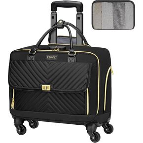 Ytonet Rolling Laptop Bag, Rolling Briefcase for Women with 4 Spinner Wheels, 17.3 Inch Rolling Computer Bag with Lock and Packing Cube, Laptop Bag with Wheels for Travel Work Business Teacher,Black