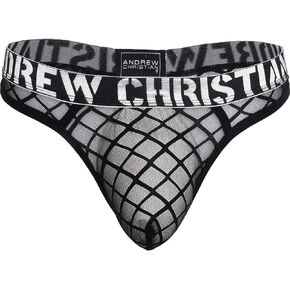 Andrew Christian Lattice Mesh Thong w/ALMOST NAKED, Black, Medium in Saudi Arabia