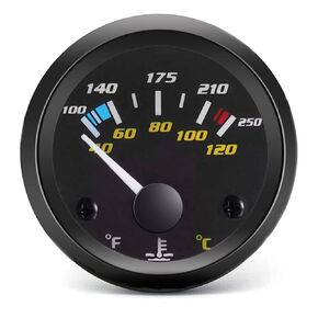 2" Car Water Temperature Gauge - White LED Auto Meter with Sensor for Car Truck Vehicle Automotive- 100-250°F/40-120°C
