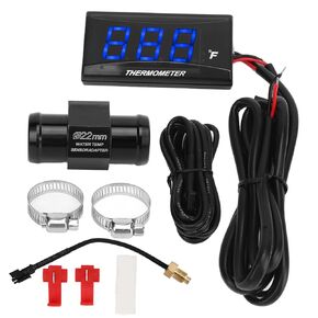 Water Temperature Meter, Motorcycle Water Temperature Gauge Ultra Thin LCD Display ABS Housing Water Temp Meter for Modification DC12V, Motorcycle Water Temperature Meter(Blue)