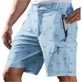 BOJIN Men's Hiking Cargo Shorts with 5 Zipper Pockets Lightweight Quick Dry Casual Wear Golf Fishing Shorts 9 inch Inseam
