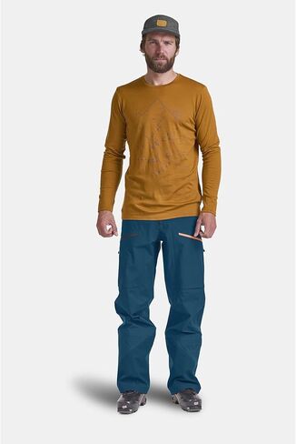قميص Ortovox رجالي Merino Tangram بأكمام طويلة، تي شيرت بطبقة أساسية من الصوف لرحلات التزلج وركوب الدراجات وتسلق الجبال in Kuwait
