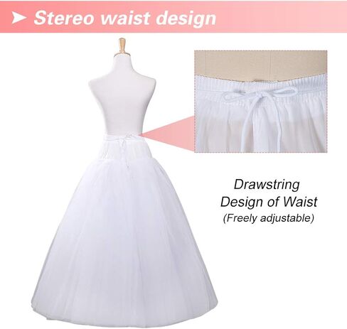 A-line Hoopless Petticoat Crinoline 6 Layers White Underskirt Slips for Wedding Dress(White) in Saudi Arabia