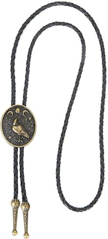 Bolo Tie Black for Men Women Western Cowboy Round Shaped Leather Necktie Bolo Tie Halloween Christmas Gifts in Saudi Arabia