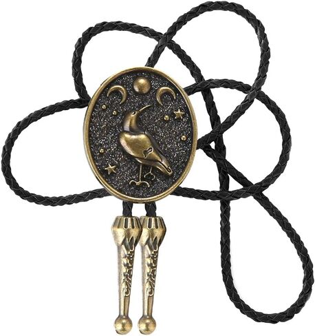Bolo Tie Black for Men Women Western Cowboy Round Shaped Leather Necktie Bolo Tie Halloween Christmas Gifts in Saudi Arabia