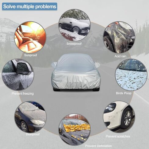 Car Cover, car Cover Waterproof All Weather, Car Covers for Automobiles, Outdoor Full Cover, dust Prevention, Ultraviolet-Proof, Frost and Snow Prevention, Universal (214 * 78 Inches) in Saudi Arabia