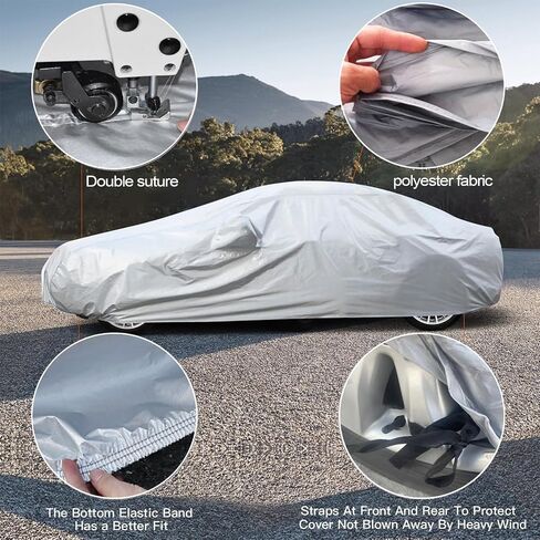 Car Cover, car Cover Waterproof All Weather, Car Covers for Automobiles, Outdoor Full Cover, dust Prevention, Ultraviolet-Proof, Frost and Snow Prevention, Universal (214 * 78 Inches) in Saudi Arabia