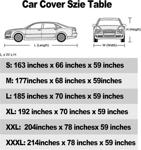 Car Cover, car Cover Waterproof All Weather, Car Covers for Automobiles, Outdoor Full Cover, dust Prevention, Ultraviolet-Proof, Frost and Snow Prevention, Universal (214 * 78 Inches) in Saudi Arabia