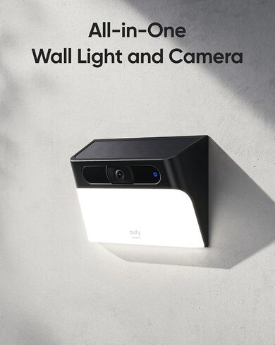 eufy Security Solar Wall Light Cam S120، كاميرا أمان تعمل بالطاقة الشمسية، لاسلكية خارجية، كاميرا 2K، طاقة إلى الأبد، ضوء نشط بالحركة، كشف الذكاء الاصطناعي، IP65 مقاوم للماء، ضوء كشاف، بدون رسوم شهرية in Kuwait