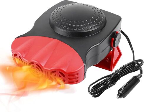 سخان سيارة محمول بمروحة سيارة 2 في 1، 12 فولت 150 وات، وصلة ولاعة سجائر مع تسخين وتبريد للتدفئة السريعة، محمولة باليد وقابلة للتعديل 360 درجة (أحمر) in Kuwait