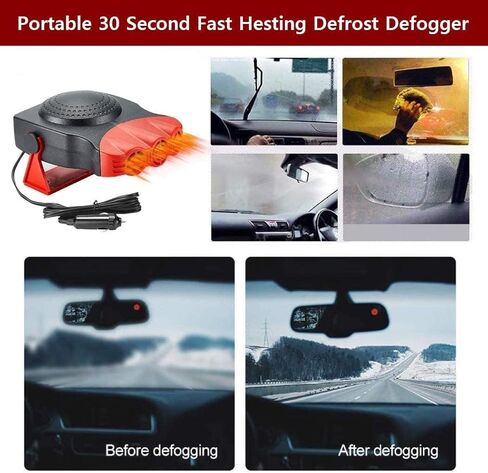 سخان سيارة محمول بمروحة سيارة 2 في 1، 12 فولت 150 وات، وصلة ولاعة سجائر مع تسخين وتبريد للتدفئة السريعة، محمولة باليد وقابلة للتعديل 360 درجة (أحمر) in Kuwait