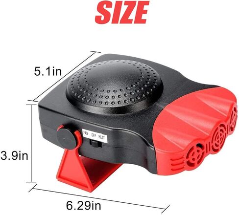 سخان سيارة محمول بمروحة سيارة 2 في 1، 12 فولت 150 وات، وصلة ولاعة سجائر مع تسخين وتبريد للتدفئة السريعة، محمولة باليد وقابلة للتعديل 360 درجة (أحمر) in Kuwait