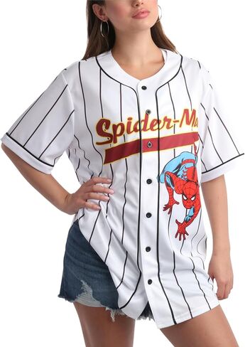 Marvel Women's Spider-Man Baseball Jersey - Novelty Fashion Spider-Man Uniform Shirt - Spidey Jersey Top for Women (S-L) in Saudi Arabia