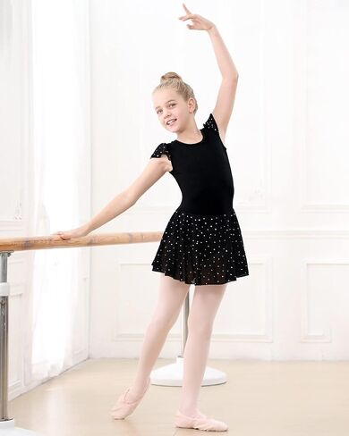 Stelle Ballet Leotards for Girls Dance Leotard with Skirt Toddler Ballet Outfit Ruffle Sleeve Kids Activewear Dress in Kuwait