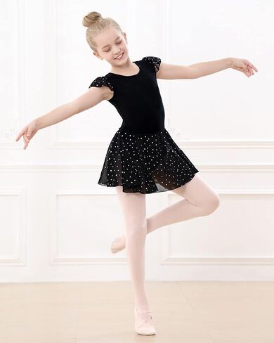 Stelle Ballet Leotards for Girls Dance Leotard with Skirt Toddler Ballet Outfit Ruffle Sleeve Kids Activewear Dress in Kuwait