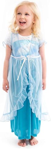 Little Adventures Ice Princess Nightgown with Blue Robe (6) - Machine Washable Child Pajamas with No Glitter in Saudi Arabia