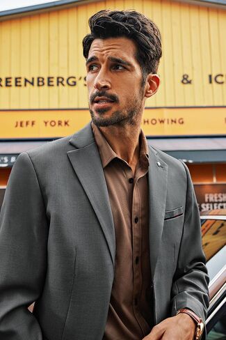 PJ PAUL JONES Mens Blazer Lightweight Sport Coats Casual Two Buttons Notched Lapel Suit Jacket with Removable Brooch in Saudi Arabia