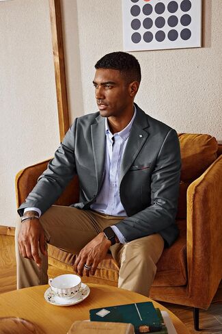 PJ PAUL JONES Mens Blazer Lightweight Sport Coats Casual Two Buttons Notched Lapel Suit Jacket with Removable Brooch in Saudi Arabia