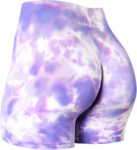 AUROLA CAMO Collection Workout Shorts for Women Subtle Logo Seamless Scrunch Active Short in Kuwait