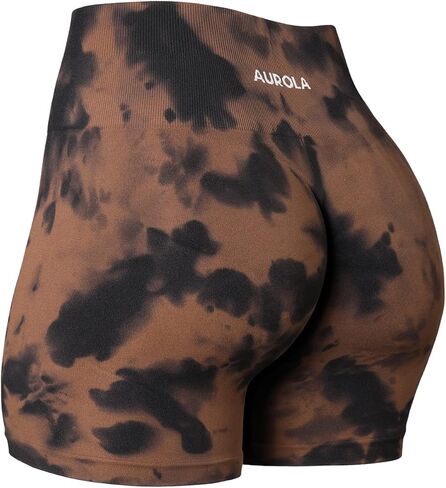 AUROLA CAMO Collection Workout Shorts for Women Subtle Logo Seamless Scrunch Active Short in Saudi Arabia
