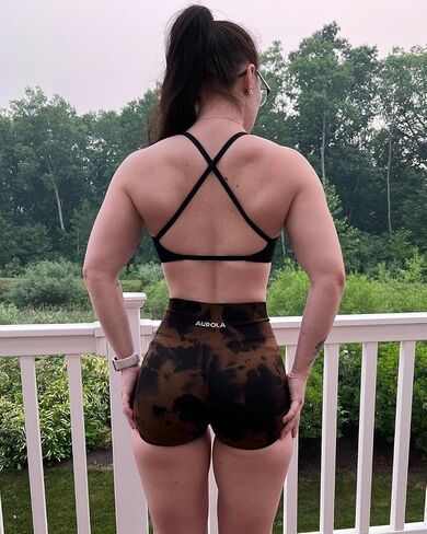 AUROLA CAMO Collection Workout Shorts for Women Subtle Logo Seamless Scrunch Active Short in Saudi Arabia