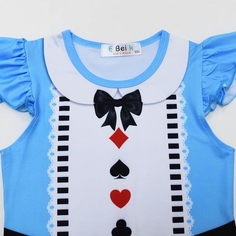 Summer Short Sleeve Girl's Dresses, Blue and White Dress with Heart Patterns in Saudi Arabia