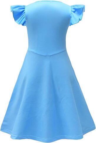 Summer Short Sleeve Girl's Dresses, Blue and White Dress with Heart Patterns in Saudi Arabia