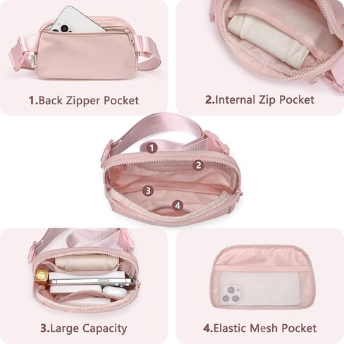 حقيبة حزام Fanny Pack: حقيبة كروس للنساء في كل مكان، حقائب خصر عصرية مع حزام قابل للتعديل، حقيبة خفيفة الوزن للجري والمشي لمسافات طويلة والسفر والتمارين in Kuwait