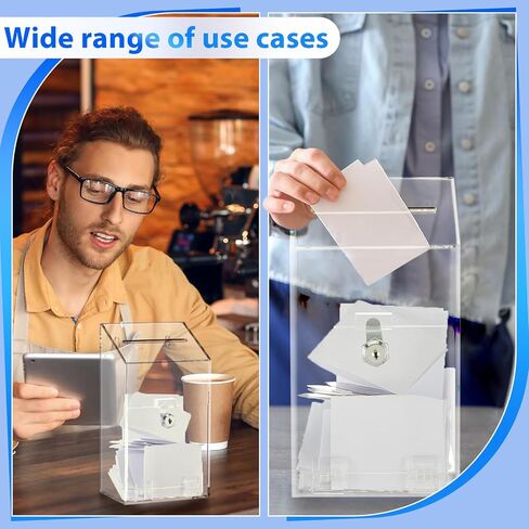 Acrylic Donation Box 10.2" x 5.6" x 4" Suggestion Box with Lock and Slot Wall Mount Safe Key Drop Ballot Box Clear Fundraising Box for Home Office Vote in Saudi Arabia