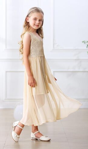 Girls Sequin Dress Kids Sleeveless Formal Sparkly Dress Prom Party Pageant Birthday Graduation Dresses Size 6-13 in Saudi Arabia