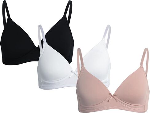 Rene Rofe Girls' Training Bra - 3 Pack Padded Wire-Free A-Cup Girls Sports Bra Cami - Breathable Training Bras for Girls in Saudi Arabia