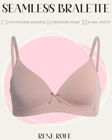 Rene Rofe Girls' Training Bra - 3 Pack Padded Wire-Free A-Cup Girls Sports Bra Cami - Breathable Training Bras for Girls in Saudi Arabia