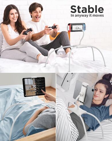 SAIJI for iPad Stand Holder Adjustable Tablet Stand for Desk, Portable Monitor Stand Tablet Holder for Bed Fit for Phones, Tablets, Portable Monitor, Switch and More 4.7"-17.3" Devices in Kuwait