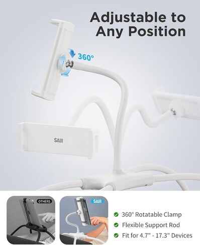 SAIJI for iPad Stand Holder Adjustable Tablet Stand for Desk, Portable Monitor Stand Tablet Holder for Bed Fit for Phones, Tablets, Portable Monitor, Switch and More 4.7"-17.3" Devices in Kuwait