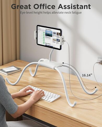 SAIJI for iPad Stand Holder Adjustable Tablet Stand for Desk, Portable Monitor Stand Tablet Holder for Bed Fit for Phones, Tablets, Portable Monitor, Switch and More 4.7"-17.3" Devices in Kuwait