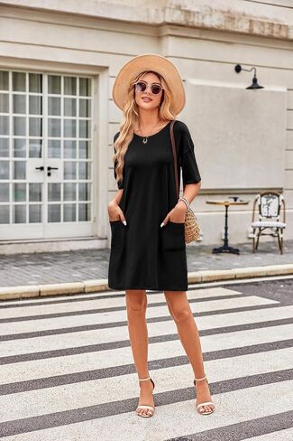 Ekouaer Sleep Shirts for Women Nightgown Short Sleeves T shirt Night Dress Round Neck Womans Nightgown with Pocket S-XXL in Saudi Arabia