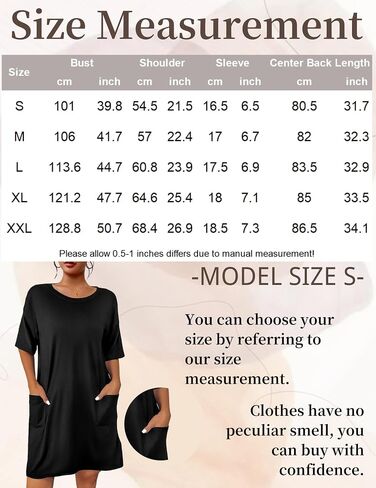 Ekouaer Sleep Shirts for Women Nightgown Short Sleeves T shirt Night Dress Round Neck Womans Nightgown with Pocket S-XXL in Saudi Arabia