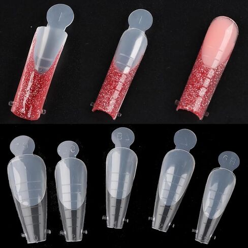 Dual Nail Form Kit, 480pcs Dual Forms for Polygel, Stiletto Coffin Ballerina Nail Extension Forms, 10pcs Nail Clips With Nail Gel Brush Pen Nail Files Buffer, Nail Extension Kit for Beginner in Kuwait