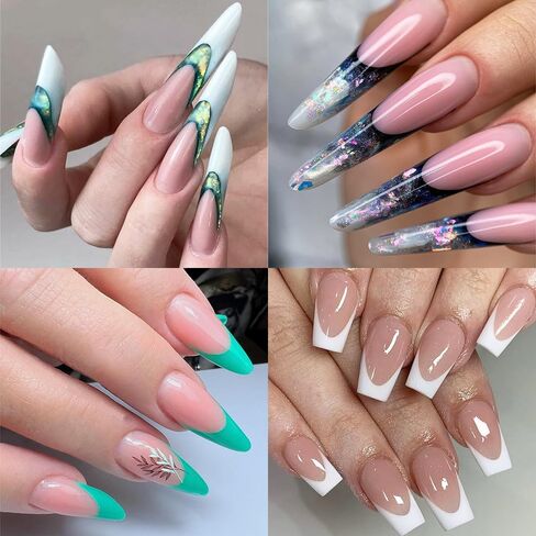 Dual Nail Form Kit, 480pcs Dual Forms for Polygel, Stiletto Coffin Ballerina Nail Extension Forms, 10pcs Nail Clips With Nail Gel Brush Pen Nail Files Buffer, Nail Extension Kit for Beginner in Kuwait