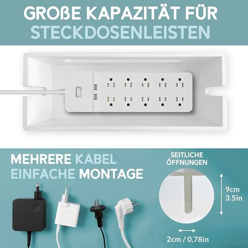 NATURE SUPPLIES Set of 2, Wood Cable Management Boxes, Large and Medium Cord Organizer to Hide Wires and Power Strips for TV, Desk, Computer, Router, Cable Storage and Home Office Organization, White in Kuwait