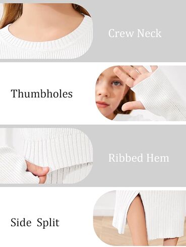Haloumoning الفتيات مجموعة ملابس 2 قطعة ملابس الاطفال لطيف Crewneck كم طويل متماسكة البلوز سترة تنورة مجموعة 5-14 سنة in Saudi Arabia