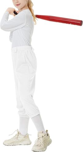 QBK 2T 3T 4T 5T Toddler Girls' Softball Pants Boys' Baseball Pant tee Ball Pants Fastpitch Pants with Pockets in Saudi Arabia