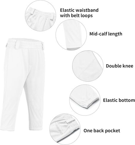 QBK 2T 3T 4T 5T Toddler Girls' Softball Pants Boys' Baseball Pant tee Ball Pants Fastpitch Pants with Pockets in Saudi Arabia