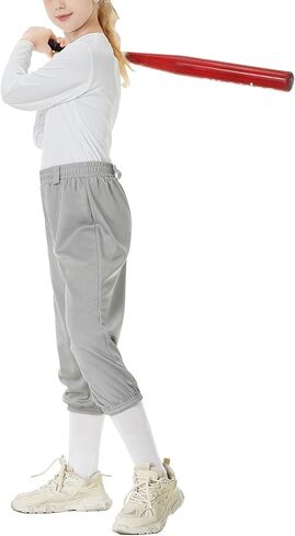 QBK 2T 3T 4T 5T Toddler Girls' Softball Pants Boys' Baseball Pant tee Ball Pants Fastpitch Pants with Pockets in Saudi Arabia