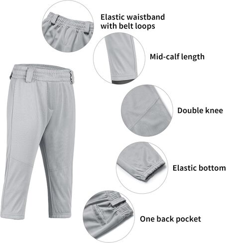 QBK 2T 3T 4T 5T Toddler Girls' Softball Pants Boys' Baseball Pant tee Ball Pants Fastpitch Pants with Pockets in Saudi Arabia