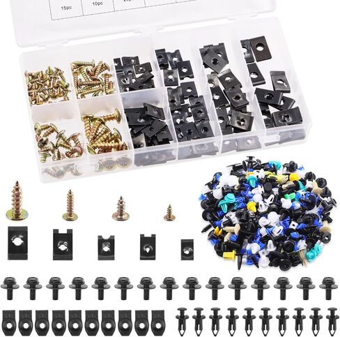 705Pcs Auto Body Bolts & Clips and U Nut Clip Screw and Mixed Auto Retainer Clips Assortment Kit Engine Splash Shield Bolts Hardware Mixed Auto Fender Trim Panel Fasteners for Universal Car in Saudi Arabia