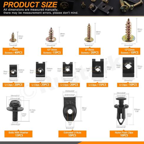 705Pcs Auto Body Bolts & Clips and U Nut Clip Screw and Mixed Auto Retainer Clips Assortment Kit Engine Splash Shield Bolts Hardware Mixed Auto Fender Trim Panel Fasteners for Universal Car in Saudi Arabia